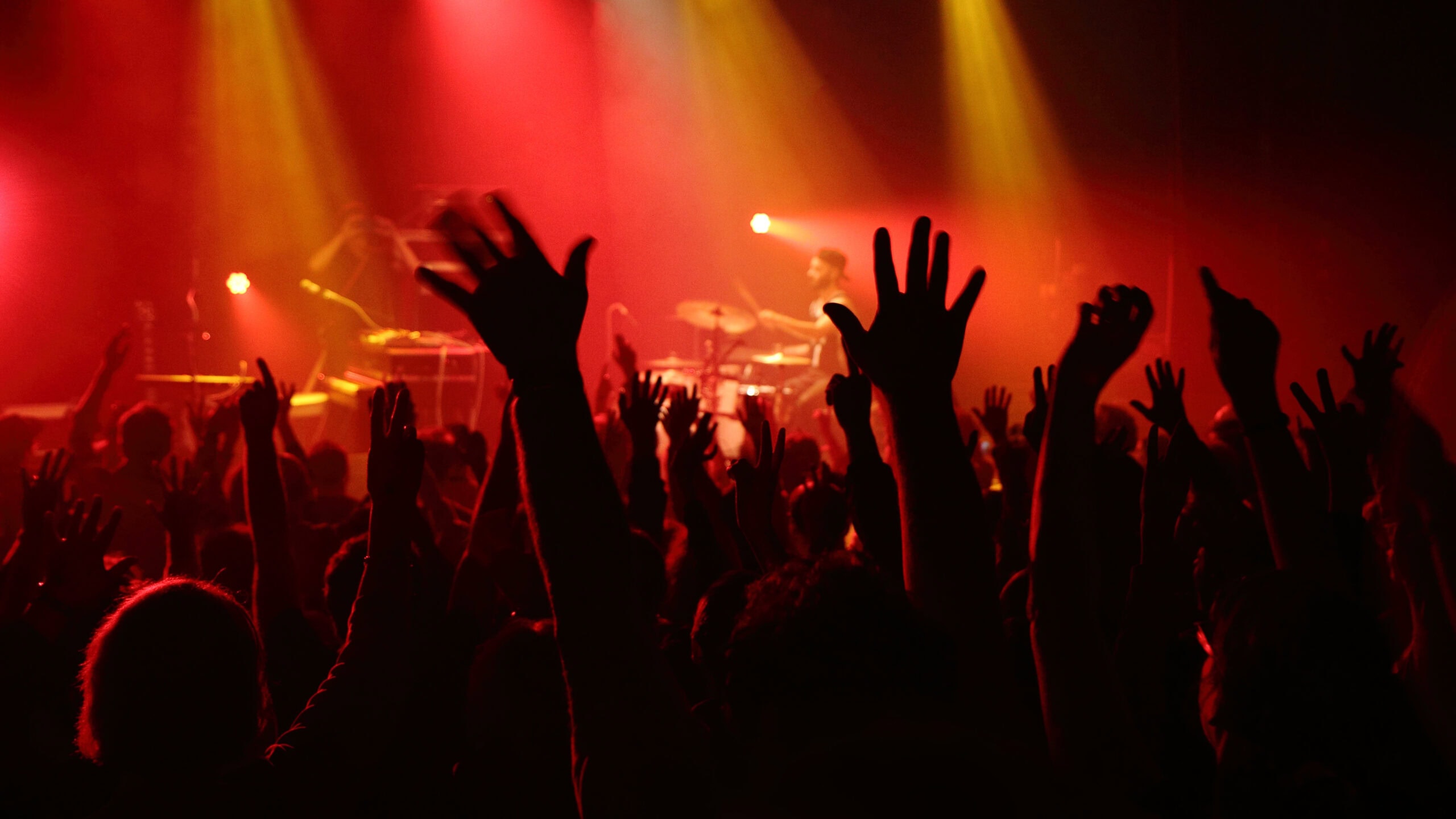 concert, foule qui lève les mains